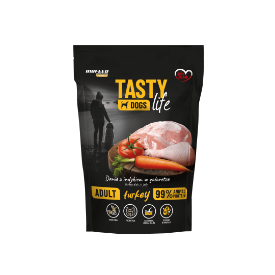 Mokra karma dla psów Tasty Dogs Life INDYK 90% - danie w galaretce (saszetka) 500 g