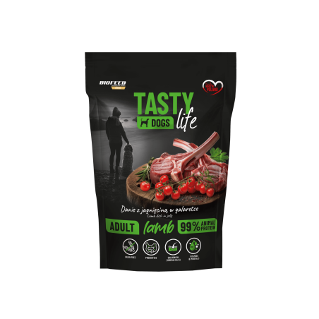 Mokra karma dla psów Tasty Dogs Life JAGNIĘCINA 90% - danie w galaretce (saszetka) 500 g