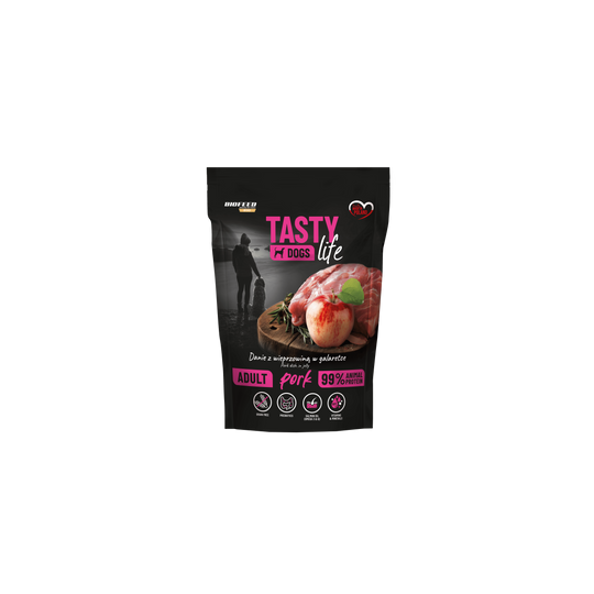 Mokra karma dla psów Tasty Dogs Life WIEPRZOWINA 90% - danie w galaretce (saszetka) 500 g