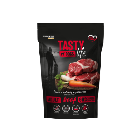 Mokra karma dla psów Tasty Dogs Life WOŁOWINA 90% - danie w galaretce (saszetka) 500 g