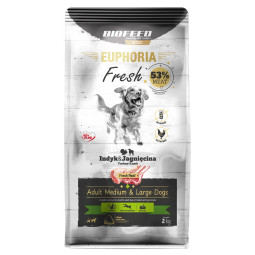 Karma dla psów EUPHORIA Fresh z indykiem i jagnięciną (średnie i duże rasy)