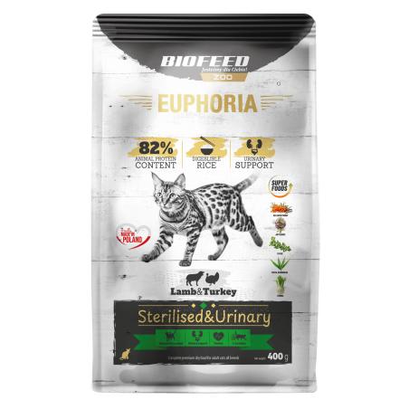 Karma dla kotów EUPHORIA Gluten Free Cat STERILISED & URINARY Indyk & Jagnięcina