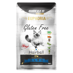 Karma dla kotów EUPHORIA Gluten Free Cat HAIRBALL Indyk & Łosoś