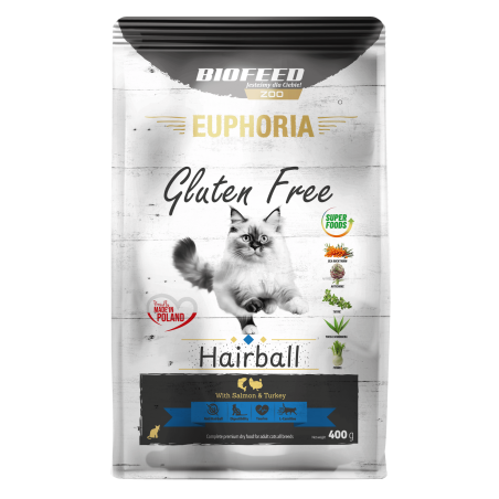 Karma dla kotów EUPHORIA Gluten Free Cat HAIRBALL Indyk & Łosoś