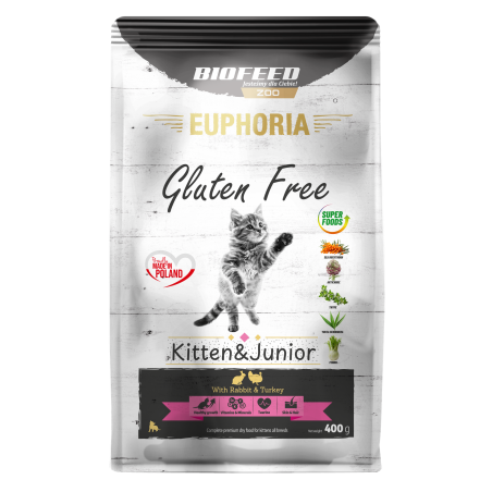 Karma dla kociąt EUPHORIA Gluten Free Cat KITTEN & JUNIOR Indyk & Królik