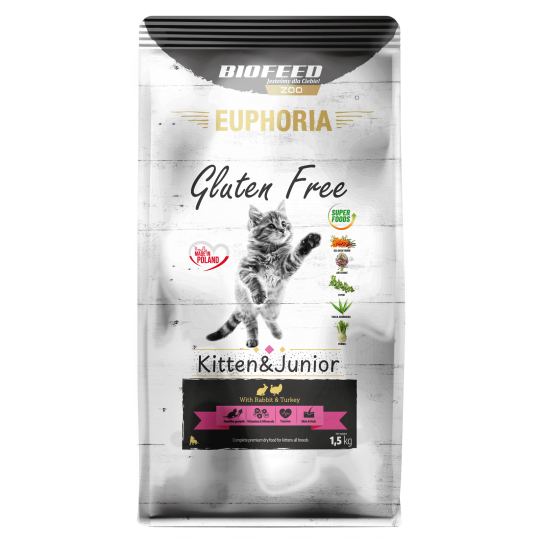 Karma dla kociąt EUPHORIA Gluten Free Cat KITTEN & JUNIOR Indyk & Królik