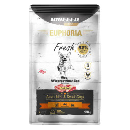 Karma dla psów EUPHORIA Fresh z wieprzowiną i gęsią (mini i małe rasy)