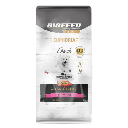 Karma dla psów EUPHORIA Fresh z indykiem i królikiem (mini i małe rasy)