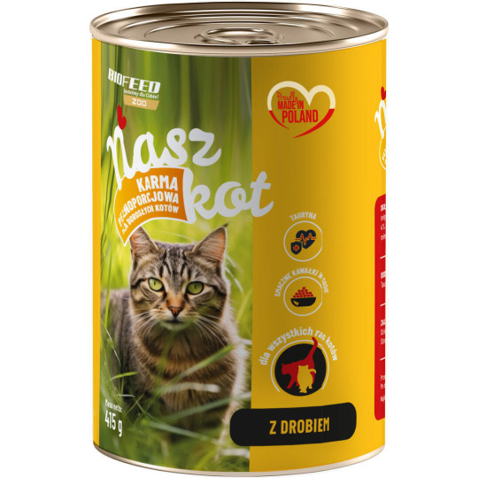 Karma mokra dla dorosłych kotów Nasz Kot z drobiem 415 g