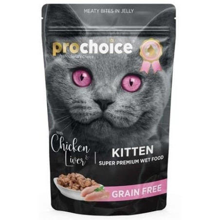 ProChoice Kitten Chicken & Liver -  Mokra karma dla kociąt, kotek w ciąży - Kurczak i wątróbka drobiowa w galaretce 85g