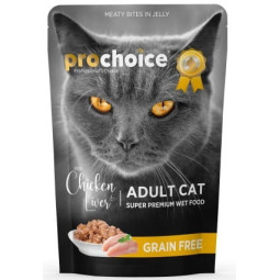ProChoice Adult Cat Chicken & Liver - Mokra karma dla kota w saszetkach – kurczak i wątróbka w galarecie - 85 g