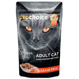 ProChoice Adult Cat Salmon - Mokra karma dla kotów w saszetkach z łososiem i wątróbką w galarecie 85g
