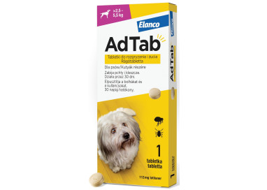 ADTAB Dog TABLETKA DLA PSA NA PCHŁY KLESZCZE 2,5 - 5,5 kg