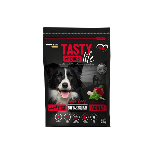 Karma dla psa Tasty Dogs Life z wołowiną (średnie i duże rasy)