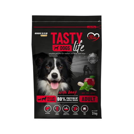 Karma dla psa Tasty Dogs Life z wołowiną (średnie i duże rasy)