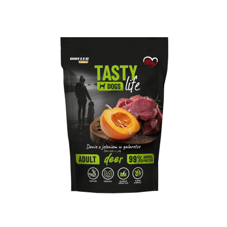 Mokra karma dla psów Tasty Dogs Life JELEŃ 90% - danie w galaretce (saszetka) 500 g