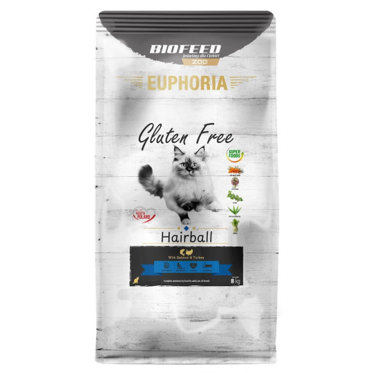 Karma dla kotów EUPHORIA Gluten Free Cat HAIRBALL Indyk & Łosoś