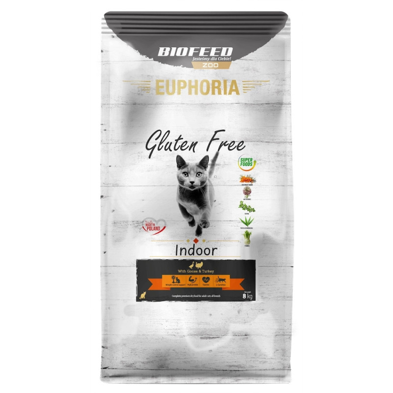 Karma dla kotów EUPHORIA Gluten Free Cat INDOOR Indyk & Gęś