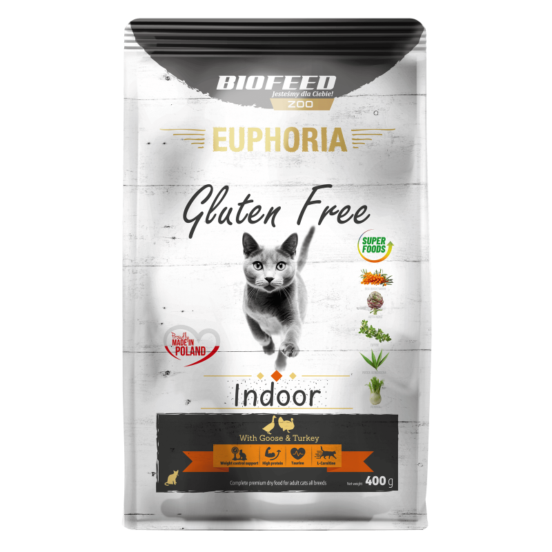 Karma dla kotów EUPHORIA Gluten Free Cat INDOOR Indyk & Gęś