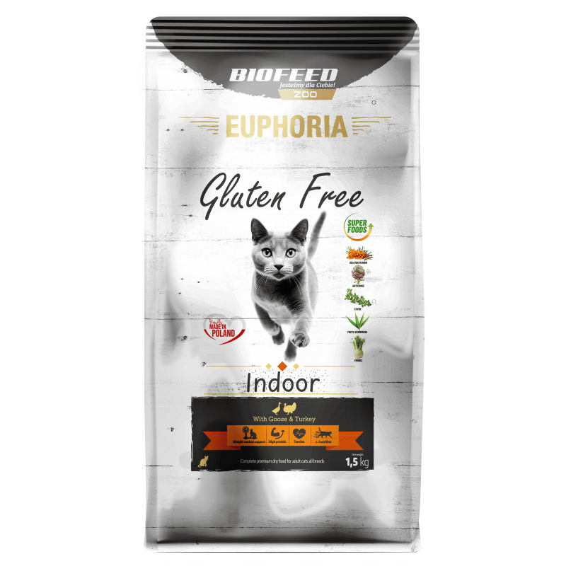 Karma dla kotów EUPHORIA Gluten Free Cat INDOOR Indyk & Gęś