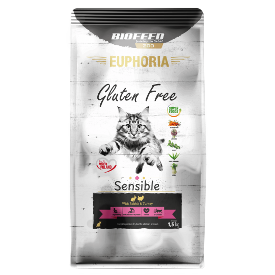 Karma dla kotów EUPHORIA Gluten Free Cat SENSIBLE Indyk & Królik
