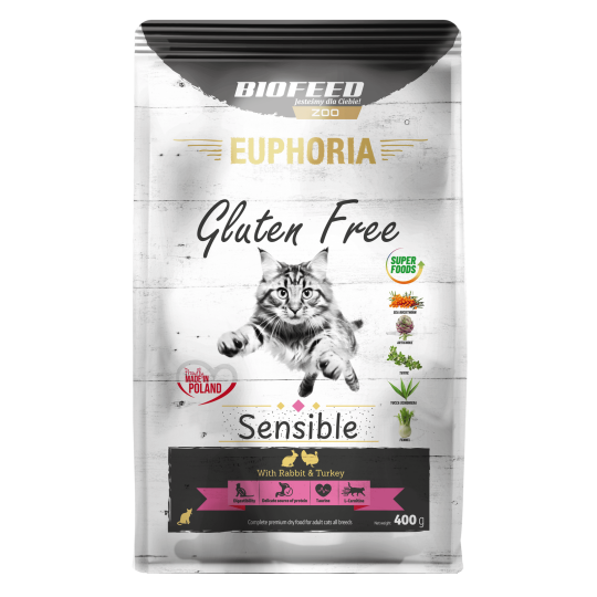 Karma dla kotów EUPHORIA Gluten Free Cat SENSIBLE Indyk & Królik