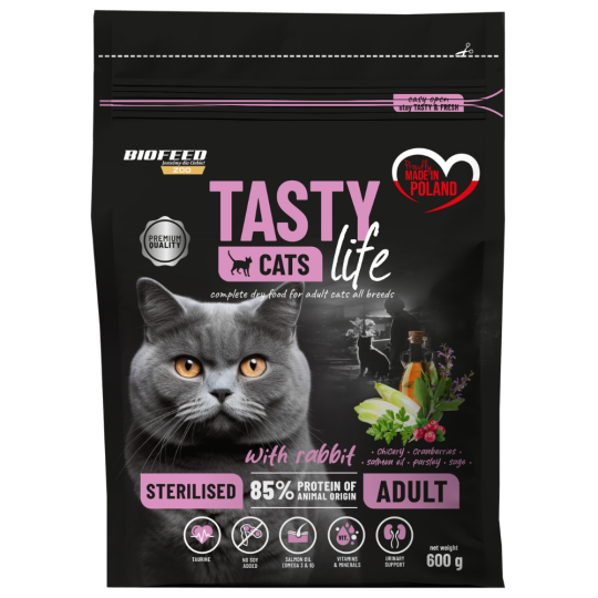 Karma dla kotów Tasty Cats Life STERILISED z królikiem