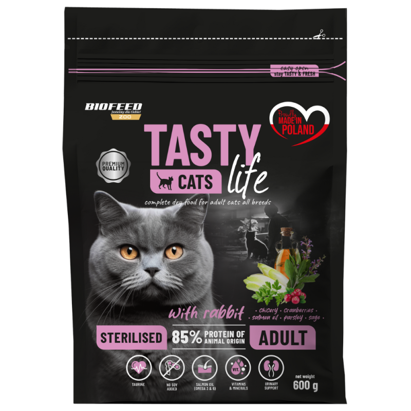 Karma dla kotów Tasty Cats Life STERILISED z królikiem