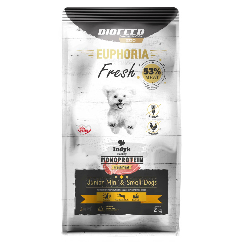 Karma dla szczeniąt EUPHORIA Fresh Turkey Monoprotein (mini i małe rasy)