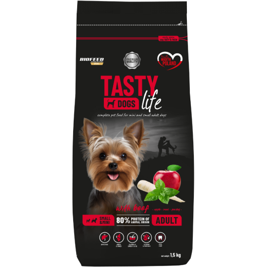 Karma dla psów Tasty Dogs Life z wołowiną  (mini i małe rasy)