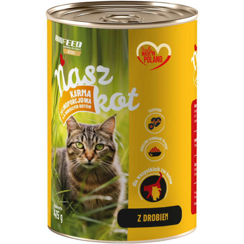 Karma mokra dla dorosłych kotów Nasz Kot z drobiem 415 g