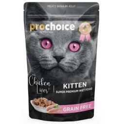 ProChoice Kitten Chicken & Liver -  Mokra karma dla kociąt, kotek w ciąży - Kurczak i wątróbka drobiowa w galaretce 85g