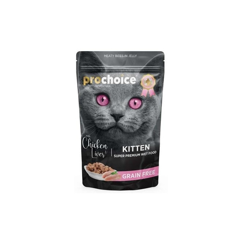 ProChoice Kitten Chicken & Liver -  Mokra karma dla kociąt, kotek w ciąży - Kurczak i wątróbka drobiowa w galaretce 85g