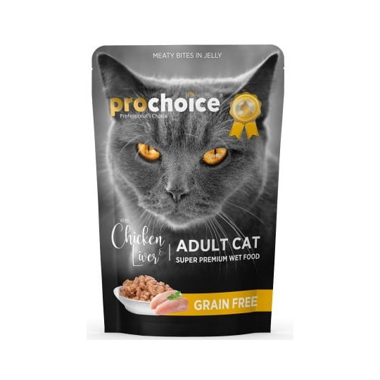 ProChoice Adult Cat Chicken & Liver - Mokra karma dla kota w saszetkach – kurczak i wątróbka w galarecie - 85 g