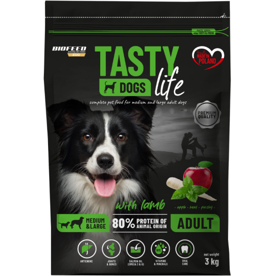Karma dla psa Tasty Dogs Life z jagnięciną (średnie i duże rasy)